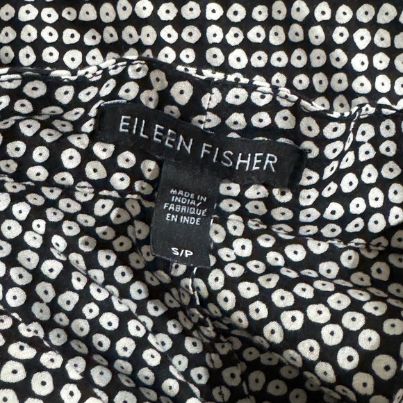 EILEEN FISHER PEBBLED ORGANIC COTTON BLACK WHITE SUSTAINABLE SHIFT DRESS SZ S - Picture 3 of 4
